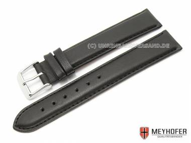 Watch band -Kiruna- 21mm black XL smooth surface by MEYHOFER (width of buckle 20 mm) - Bild vergr��ern 