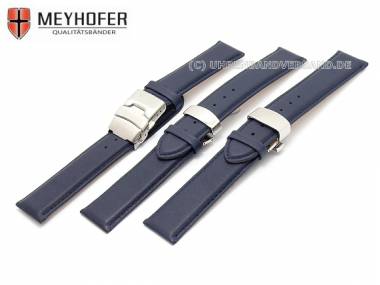 1 Watch band -Stavanger- 17mm dark blue (3 clasps selectable) by MEYHOFER (width of buckle 16 mm) - Bild vergr��ern 