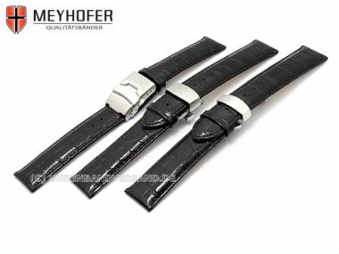 Watch band -Narvik- 22mm black clasp (3 versions selectable) by MEYHOFER (width of buckle 20 mm) - Bild vergr��ern 