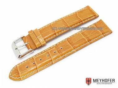 Watch band -Salzburg- XL 21mm light brown alligator grain by MEYHOFER (width of buckle 20 mm) - Bild vergr��ern 