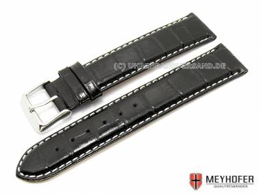 Watch band -Salzburg- XL 19mm black alligator grain by MEYHOFER (width of buckle 18 mm) - Bild vergr��ern 