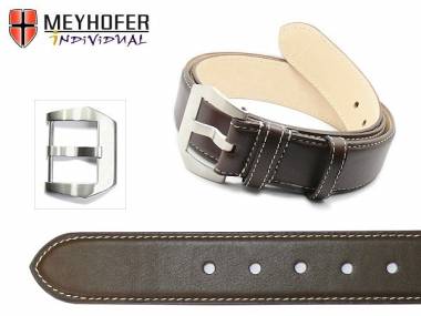 Leather Belt -Padua BLT- dark brown smooth surface light stitching  90cm (S) by MEYHOFER - Bild vergr��ern 