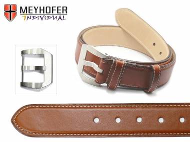 Leather Belt -Padua BLT- light brown smooth surface light stitching 110cm (L) by MEYHOFER - Bild vergr��ern 