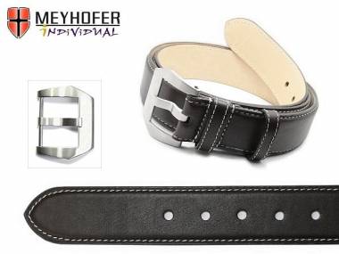 Leather Belt -Padua BLT- black smooth surface light stitching 100cm (M) by MEYHOFER - Bild vergr��ern 