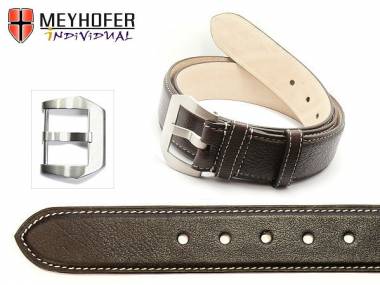 Leather Belt -Canberra BLT- dark brown genuine buffalo light stitching 100cm (M) by MEYHOFER - Bild vergr��ern 