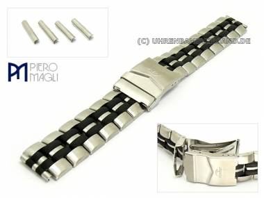 Watchband Stainless steel (silver/black) 16-20mm multiple ends solid-look from Piero Magli - Bild vergr��ern 