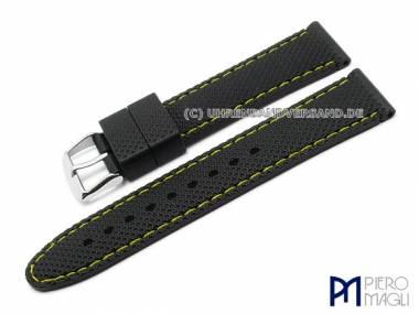 Watch band 18mm black silicone yellow stitching by Piero Magli (width of buckle 16 mm) - Bild vergr��ern 