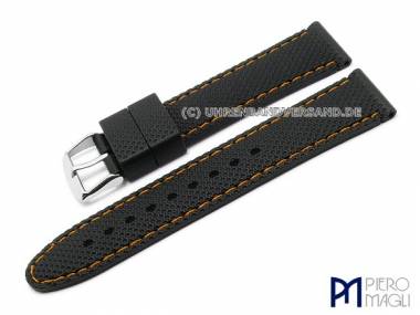 Watch band 18mm black silicone orange stitching by Piero Magli (width of buckle 16 mm) - Bild vergr��ern 