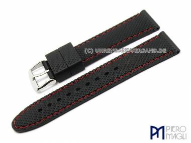 Watch band 18mm black silicone red stitching by Piero Magli (width of buckle 16 mm) - Bild vergr��ern 
