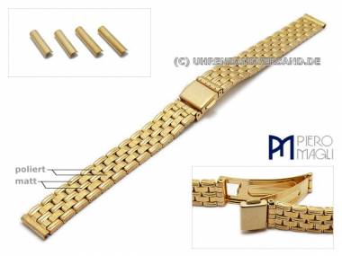 Watch strap stainless steel 12-16mm golden multiple ends with clasp by Piero Magli - Bild vergr��ern 