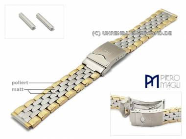 Watch strap stainless steel 18-20mm dual tone multiple ends with security clasp by Piero Magli - Bild vergr��ern 