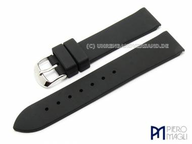 Watch band -Caucho Liso- 22mm black rubber smooth surface by Piero Magli (width of buckle 20 mm) - Bild vergr��ern 
