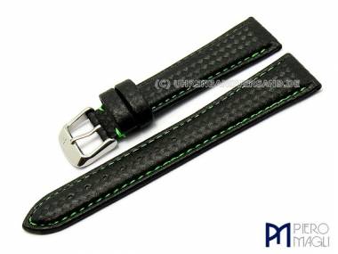 Watch band -Carbon Sport- 22mm black fluorescent green stitched Piero Magli (width of buckle 18 mm) - Bild vergr��ern 