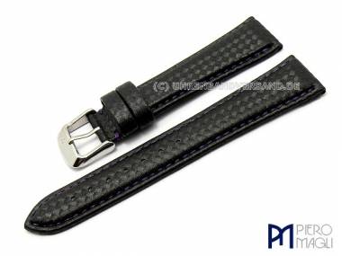 Watch band -Carbon Sport- 24mm black purple stitched Carbon-Look Piero Magli (width of buckle 20 mm) - Bild vergr��ern 