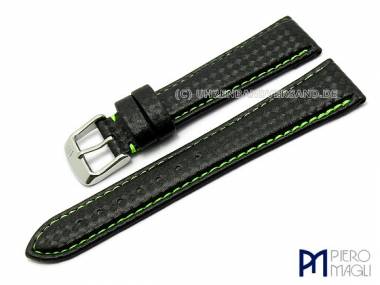 Watch band -Carbon Sport- 24mm black fluorescent yellow stitched Piero Magli (width of buckle 20 mm) - Bild vergr��ern 