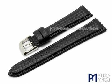 Watch band -Carbon Sport- 18mm black stitched Carbon-Look by Piero Magli (width of buckle 16 mm) - Bild vergr��ern 