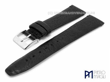 Watch band -Bisonte Clasico- 20mm black genuine leather grained Piero Magli (width of buckle 16 mm) - Bild vergr��ern 