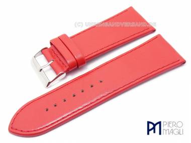 Watch band 34mm red smooth leather grained elegant stitched by Piero Magli (width of buckle 30 mm) - Bild vergr��ern 