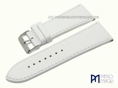 Watch band 36mm white smooth leather grained elegant stitched by Piero Magli (width of buckle 30 mm) - Bild vergr��ern 
