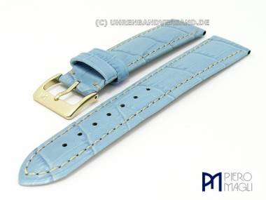 Watch band 26mm light blue alligator grain white stitching by Piero Magli (width of buckle 24 mm) - Bild vergr��ern 