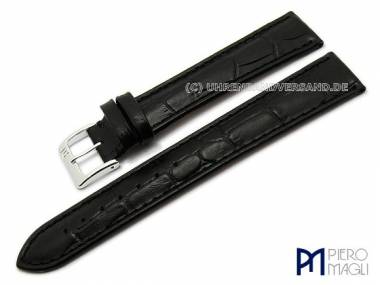 Watch band -Alligator super long- XL 18mm black allig. grain by Piero Magli (width of buckle 16 mm) - Bild vergr��ern 
