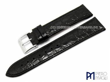 Watch band 16mm black croco grain silk-matt stitched by Piero Magli (width of buckle 14 mm) - Bild vergr��ern 