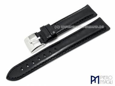 Watch band -Becerro Ingles- 18mm black smooth stitched by Piero Magli (width of buckle 16 mm) - Bild vergr��ern 