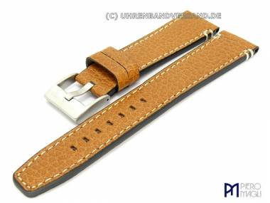 Watch band -Aviator- 26mm brown aviator style white stitching by Piero Magli (width of buckle 24 mm) - Bild vergr��ern 