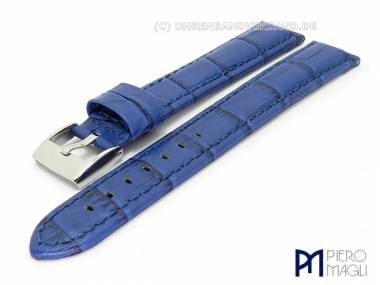 Watch band XL -Crocco Grain- 26mm blue alligator grain robust Piero Magli (width of buckle 24 mm) - Bild vergr��ern 