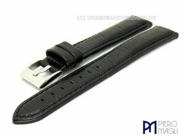 Watch band XL -Crocco Grain- 20mm black alligator grain by Piero Magli (width of buckle 18 mm) - Bild vergr��ern 