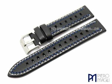 Watch band -Dakota Sport- 22mm black double coloured stitching Piero Magli (width of buckle 22 mm) - Bild vergr��ern 