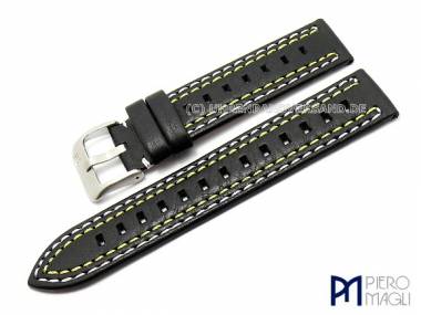 Watch band -Dakota Sport- 20mm black double coloured stitching Piero Magli (width of buckle 20 mm) - Bild vergr��ern 