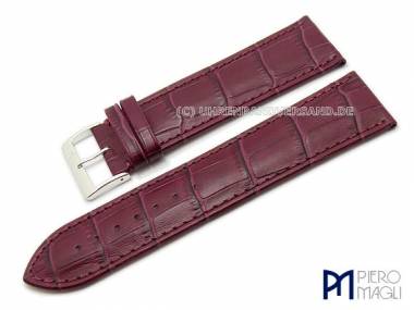 Watch band -Alligator super long- XL 26mm purple allig. grain Piero Magli (width of buckle 24 mm) - Bild vergr��ern 