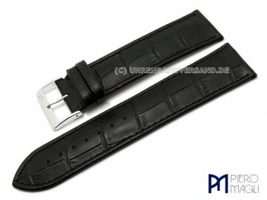 Watch band -Alligator super long- XL 26mm black allig. grain by Piero Magli (width of buckle 24 mm) - Bild vergr��ern 