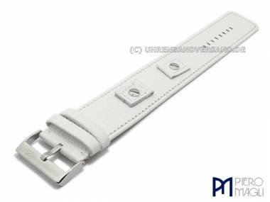Watch band with leather pad -Vera- suitable for 14-16-18mm white grained surface by Piero Magli - Bild vergr��ern 