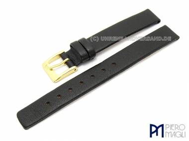 Watch band 12mm black leather grained surface without stitiching Piero Magli (width of buckle 12 mm) - Bild vergr��ern 