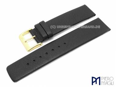 Watch band 22mm black leather grained surface without stitiching Piero Magli (width of buckle 22 mm) - Bild vergr��ern 