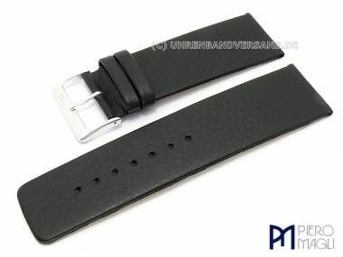 Watch band 28mm black leather grained surface without stitiching Piero Magli (width of buckle 28 mm) - Bild vergr��ern 