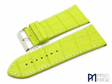 Watch band 36mm light green Alligator-grain white stitching by Piero Magli (width of buckle 30 mm) - Bild vergr��ern 