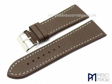 Watch band 28mm -Karabu Large- dark brown leather white stitched Piero Magli (width of buckle 24 mm) - Bild vergr��ern 