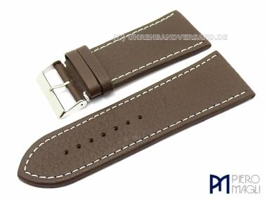 Watch band 36mm -Karabu Large- dark brown leather white stitched Piero Magli (width of buckle 30 mm) - Bild vergr��ern 