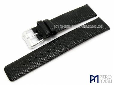 Watch band -Jungle- 20mm black leather lizard grain by Piero Magli (width of buckle 20 mm) - Bild vergr��ern 