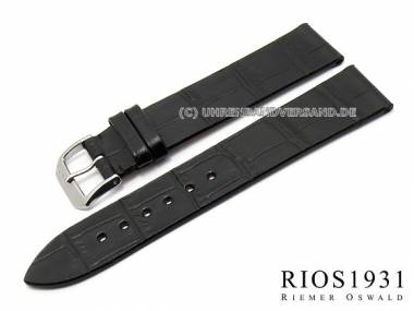 Watch strap XS -Miami- 18mm black alligator grain by RIOS (width of buckle 16 mm) - Bild vergr��ern 