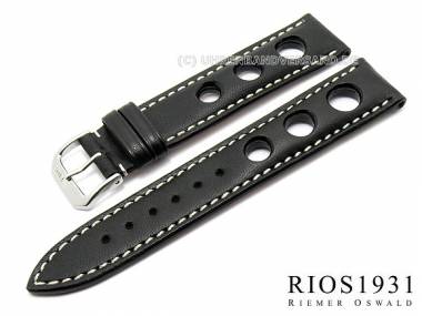 Watch band -Juchten Racing- 19mm black genuine Juchten leather RIOS (width of buckle 16 mm) - Bild vergr��ern 