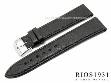 Watch band -Maison- 18mm black genuine ostrich with quills by RIOS (width of buckle 16 mm) - Bild vergr��ern 