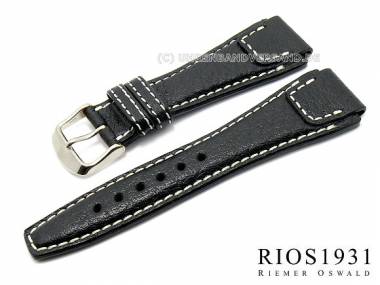 Watch strap -Nature- 20mm black white stitching genuine buffalo aviator RIOS (width of buckle 18 mm) - Bild vergr��ern 