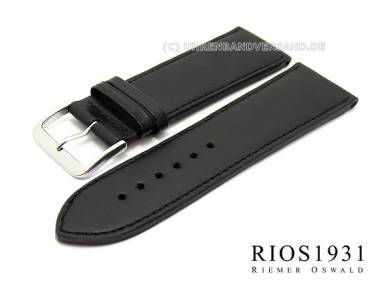 Watch band -Toscana- 28mm by RIOS black smooth surface - Bild vergr��ern 