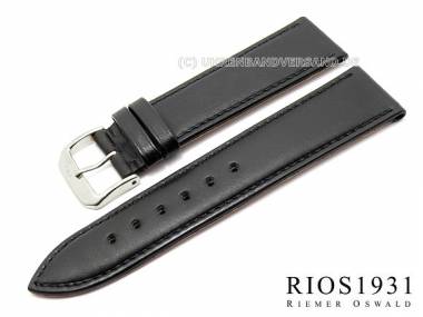 Watch band -Toscana- XS 18mm black calf leather smooth stitched by RIOS (width of buckle 16 mm) - Bild vergr��ern 