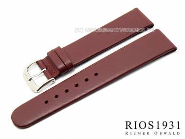 Watch strap -Diplomat Clip- 18mm fixed bars auburn smooth gen. leather RIOS (width of buckle 16 mm) - Bild vergr��ern 