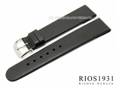 Watch strap -Diplomat Clip- XL 16mm fixed bars black smooth g. leather RIOS (width of buckle 14 mm) - Bild vergr��ern 